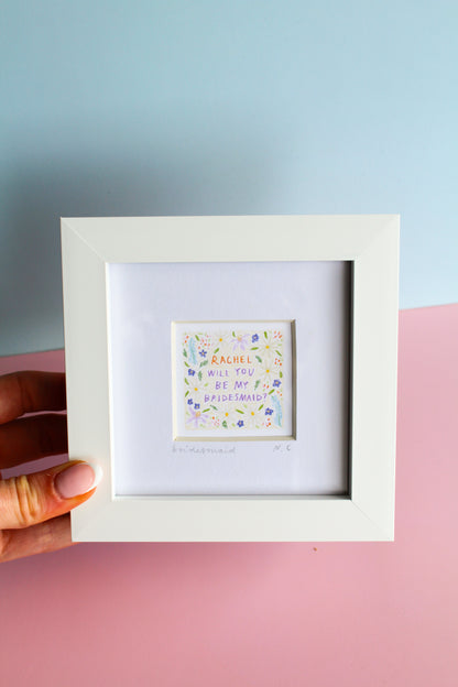 Will You Be My Bridesmaid? Personalised Mini Art Print