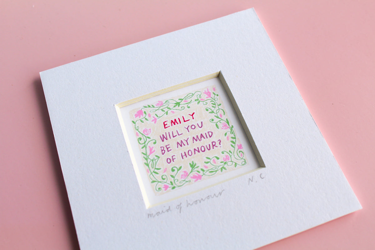 Will You Be My Maid Of Honour? Personalised Mini Art Print