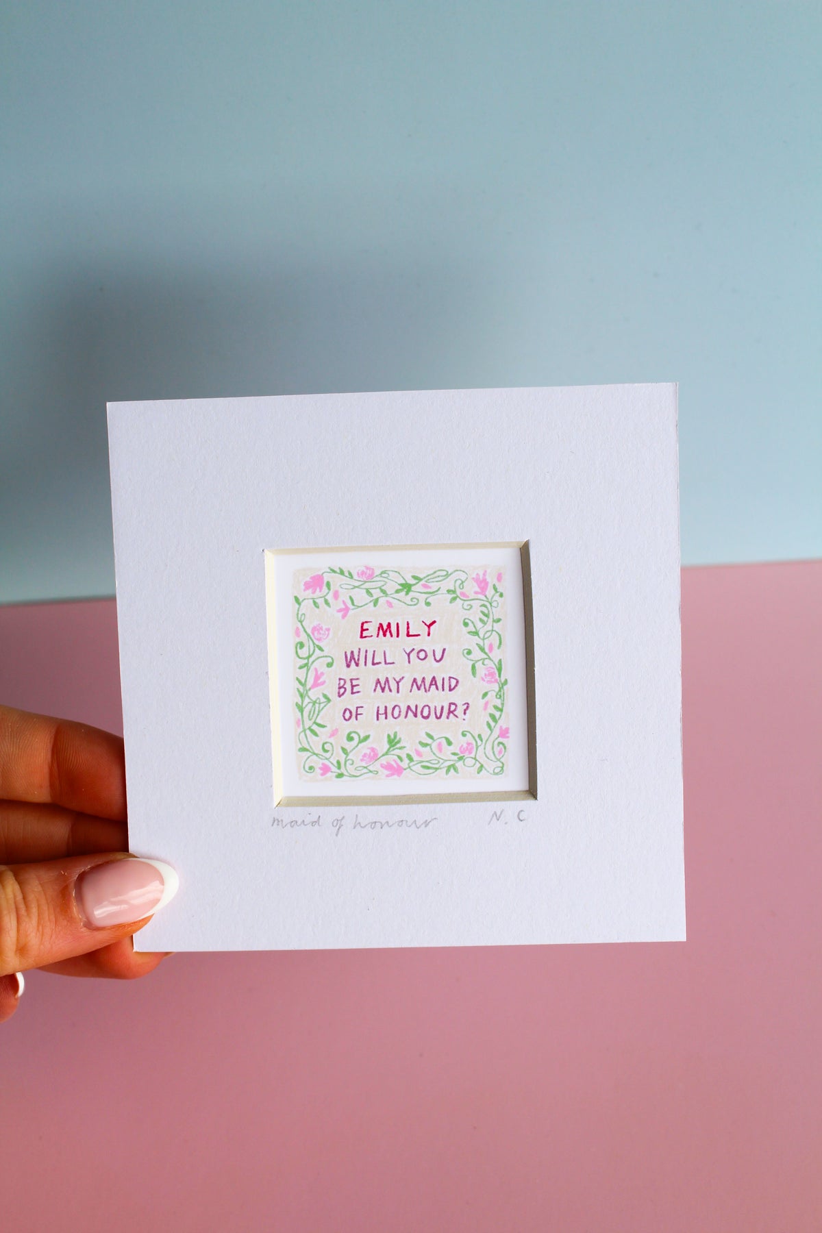 Will You Be My Maid Of Honour? Personalised Mini Art Print