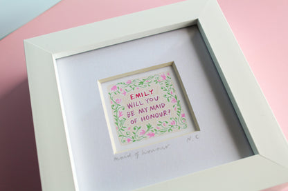 Will You Be My Maid Of Honour? Personalised Mini Art Print