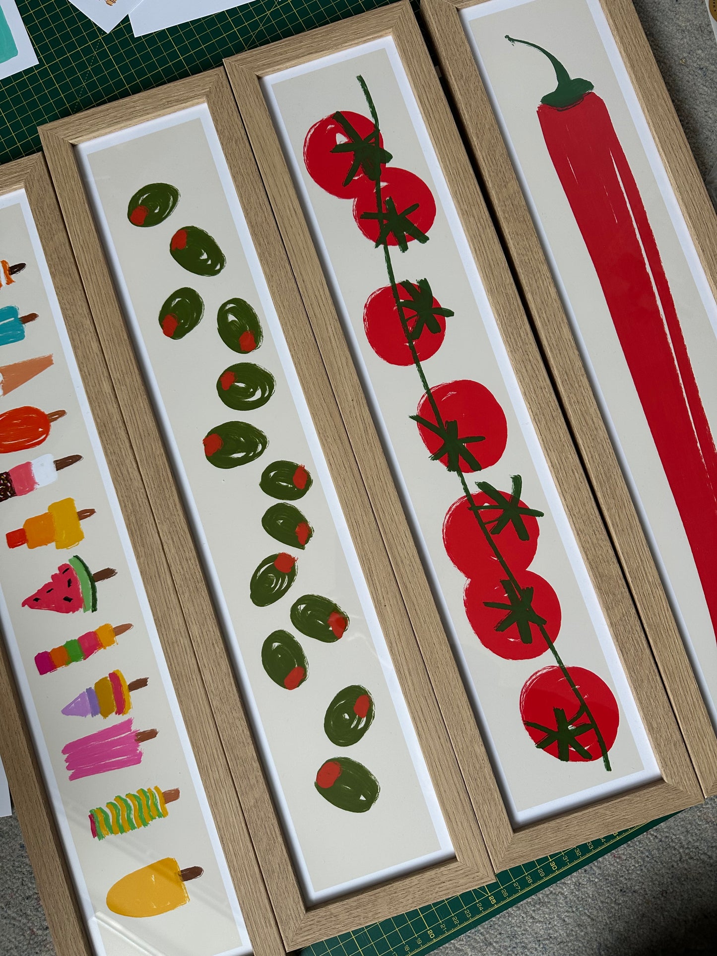 Tomatoes Panoramic Art Print / 60 cm x 12 cm