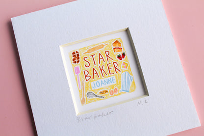 Star Baker Personalised Name Mini Art Print