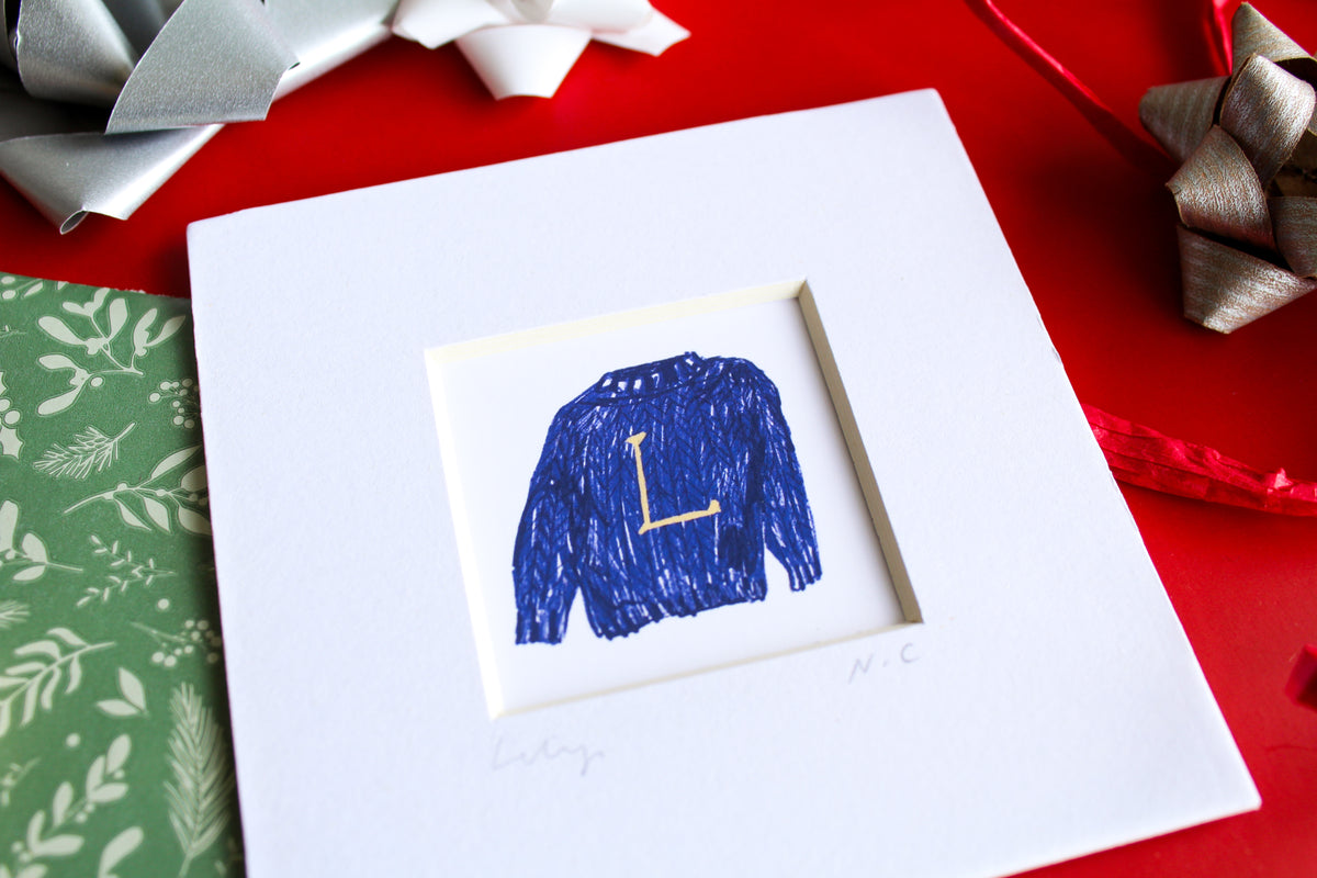 Christmas Jumper Personalised Letter Mini Art Print