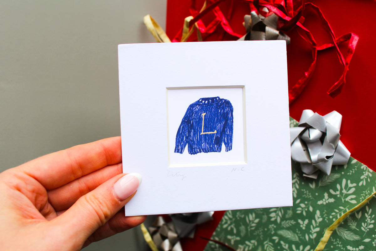 Christmas Jumper Personalised Letter Mini Art Print