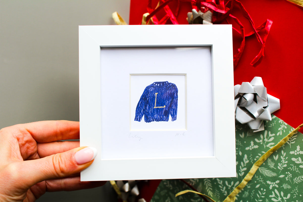 Christmas Jumper Personalised Letter Mini Art Print