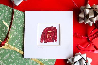 Christmas Jumper Personalised Letter Mini Art Print