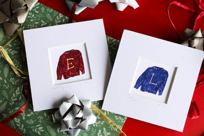 Christmas Jumper Personalised Letter Mini Art Print
