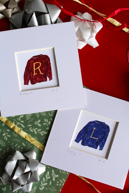 Christmas Jumper Personalised Letter Mini Art Print