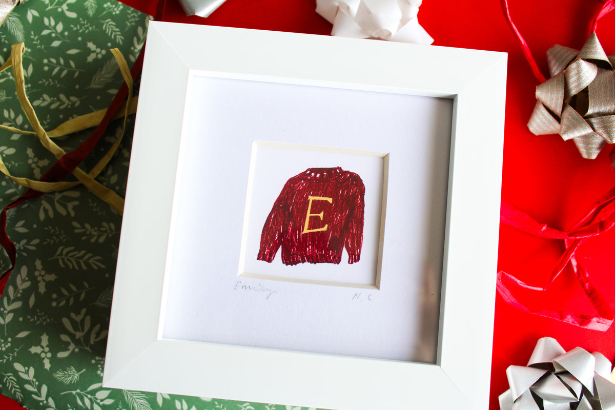 Christmas Jumper Personalised Letter Mini Art Print