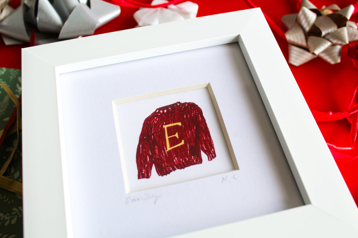 Christmas Jumper Personalised Letter Mini Art Print