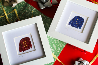 Christmas Jumper Personalised Letter Mini Art Print