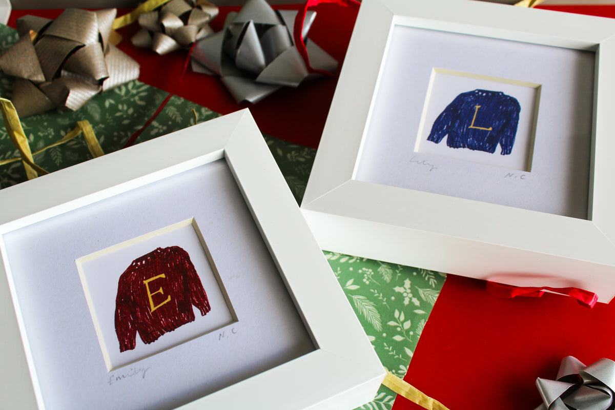 Christmas Jumper Personalised Letter Mini Art Print