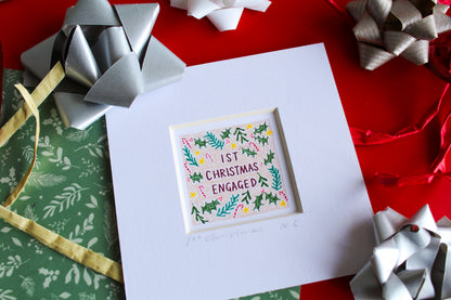 'First Christmas Engaged' Mini Art Print
