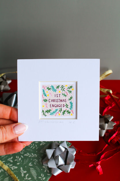 'First Christmas Engaged' Mini Art Print