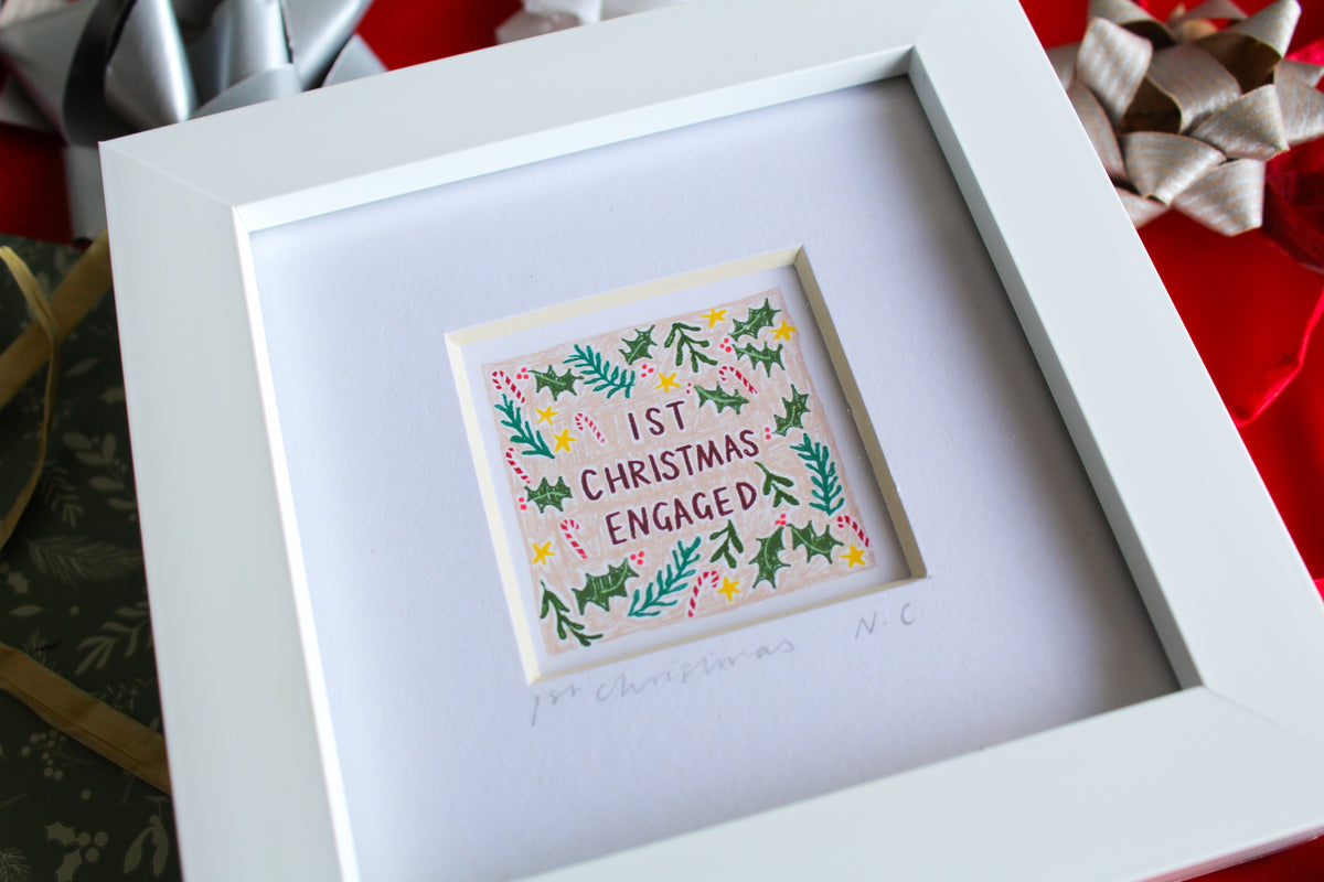 'First Christmas Engaged' Mini Art Print