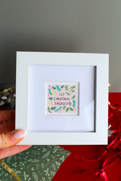 'First Christmas Engaged' Mini Art Print