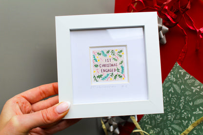 'First Christmas Engaged' Mini Art Print