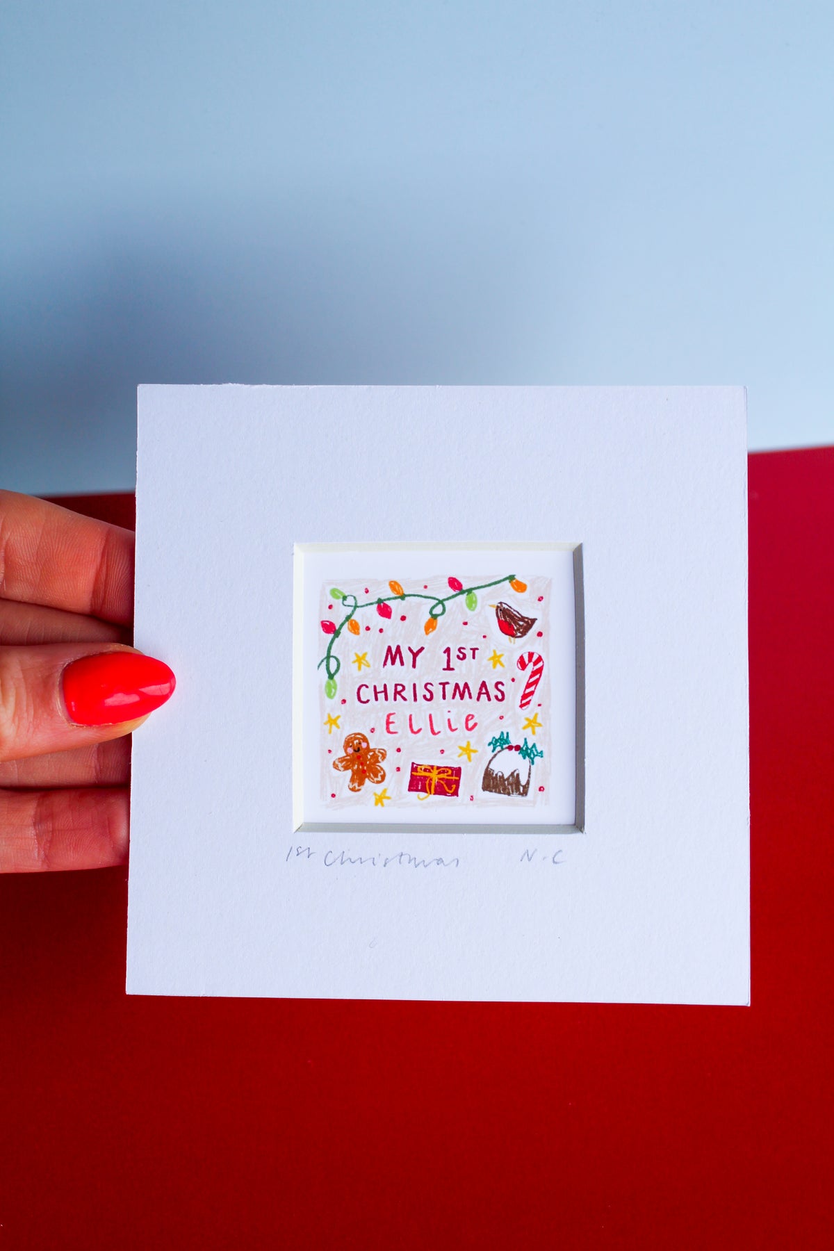 'My 1st Christmas' Personalised Name Mini Art Print