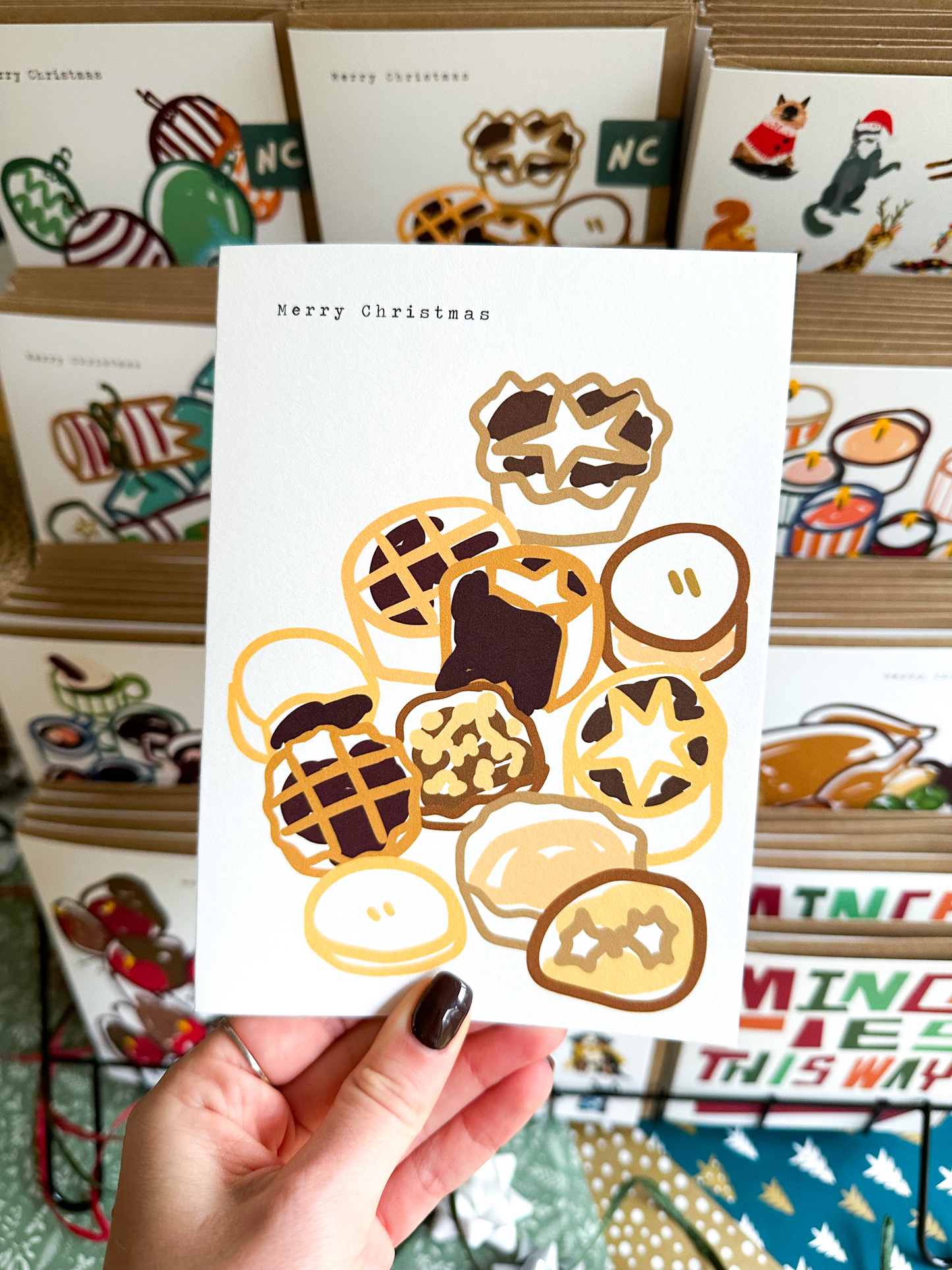 Mince Pies Christmas Card / Festive Greeting Card / Hand Drawn Christmas Card / Christmas Card