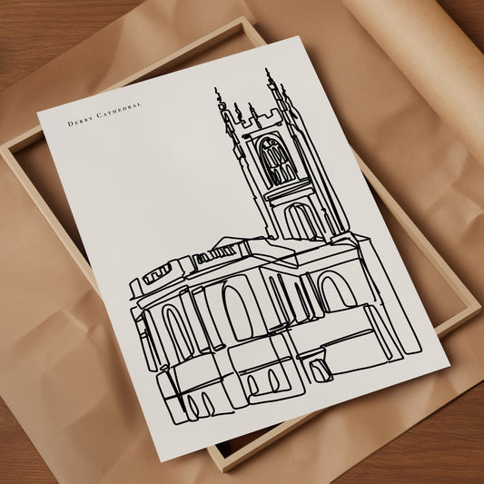 Derby Cathedral Black and White Art Print