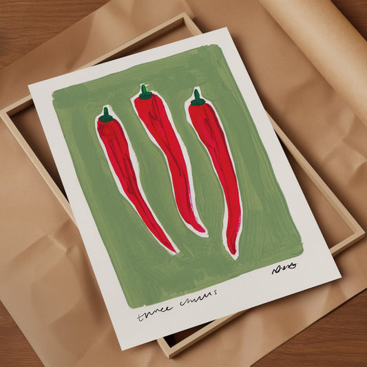 Three Chillis Art Print