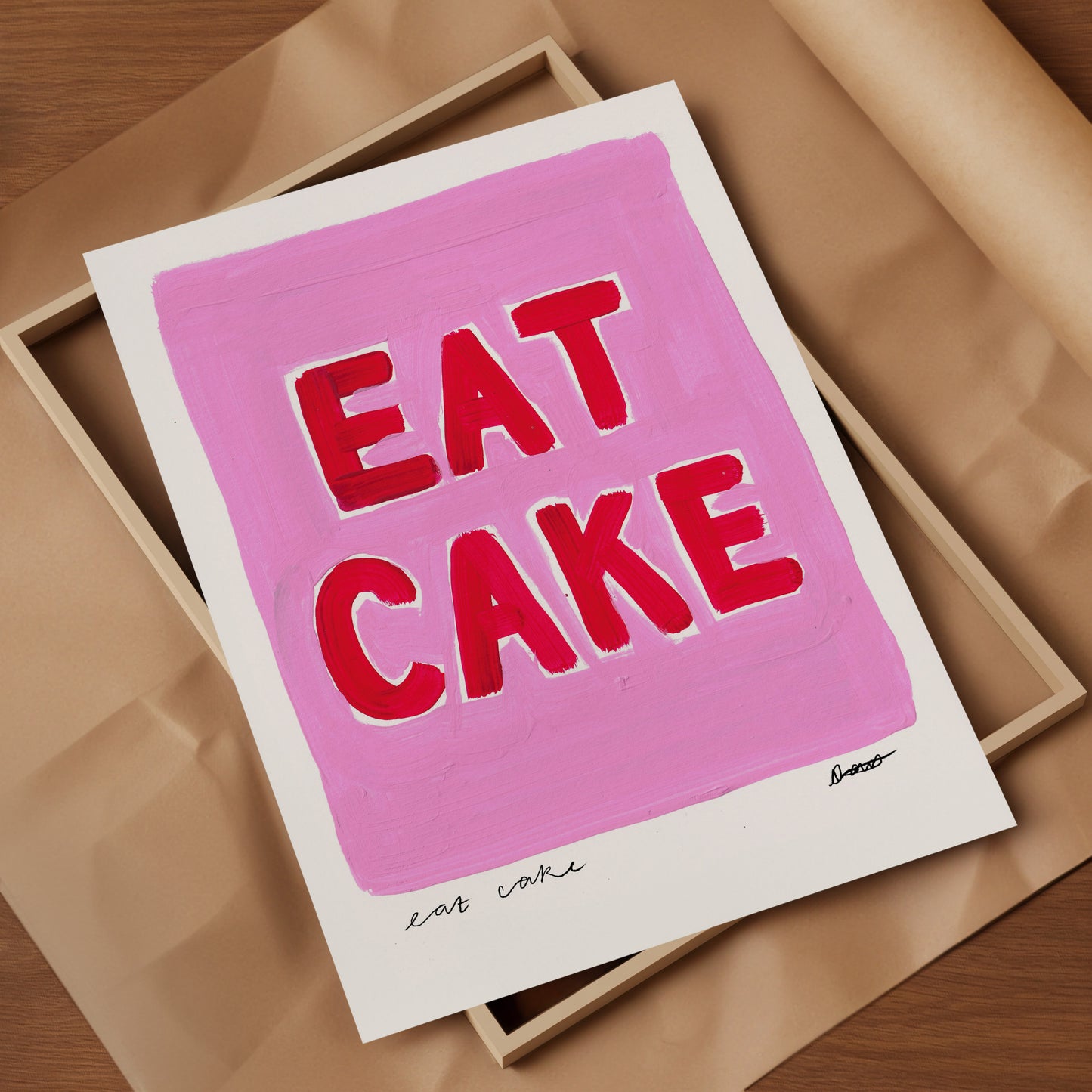 Eat Cake Pink Art Print