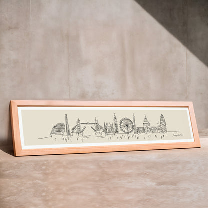 'London Skyline' Panoramic Art Print / Framed or Unframed / 60 cm x 12 cm