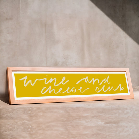 Wine and Cheese Club Panoramic Art Print / Framed or Unframed /  60 cm x 12 cm