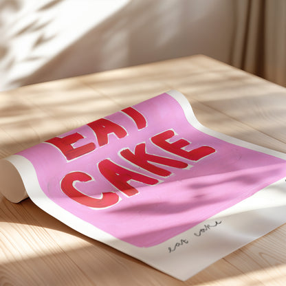 Eat Cake Pink Art Print