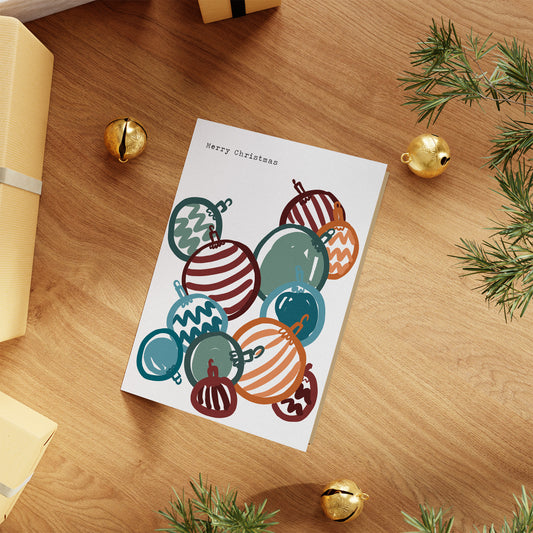 Baubles Christmas Card / Festive Greeting Card / Hand Drawn Christmas Card / Christmas Card