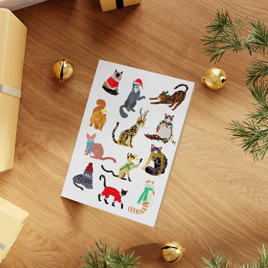 Cat Christmas Card / Festive Greeting Card / Hand Drawn Christmas Card / Christmas Card