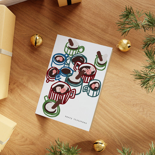Hot Chocolate Christmas Card / Festive Greeting Card / Hand Drawn Christmas Card / Christmas Card
