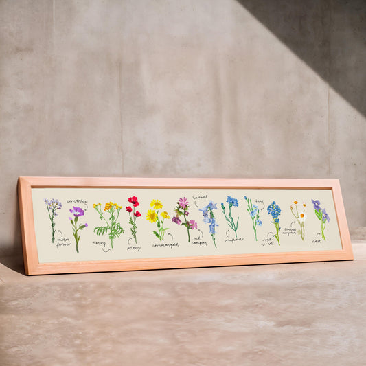Wildflowers Panoramic Art Print / 60 cm x 12 cm