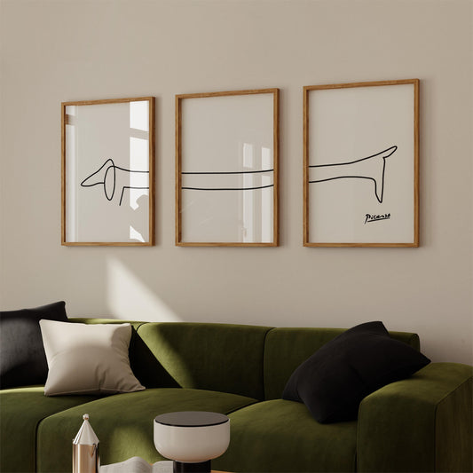 Sausage Dog Picasso Art Print Set of 3
