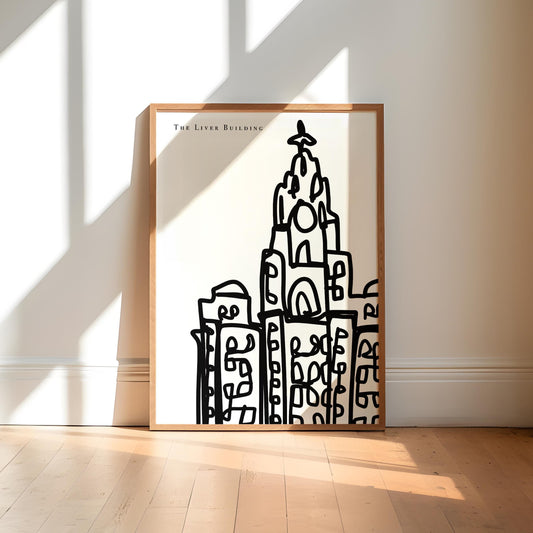 Liver Building Black and White Art Print