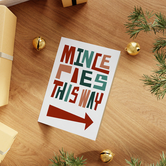Mince Pies This Way Christmas Card / Festive Greeting Card / Hand Drawn Christmas Card / Christmas Card