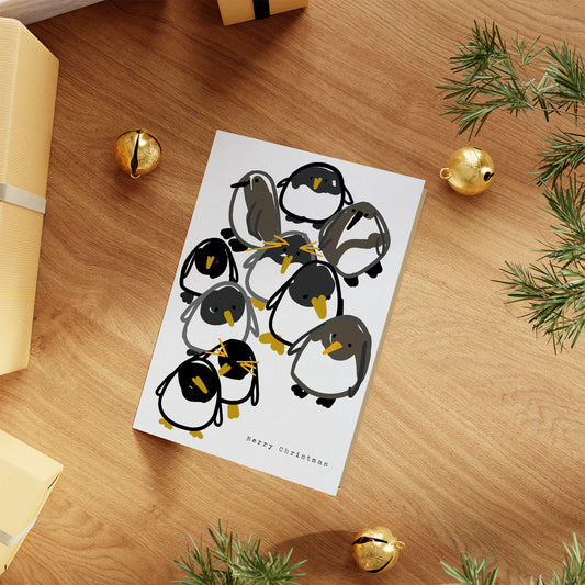 Penguin Christmas Card / Festive Greeting Card / Hand Drawn Christmas Card / Christmas Card