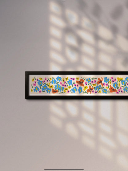 Summer Flowers Panoramic Art Print / Framed or Unframed /  60 cm x 12 cm