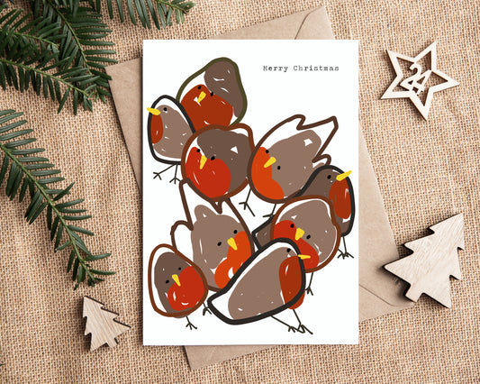 Robin Christmas Card / Festive Greeting Card / Hand Drawn Christmas Card / Christmas Card