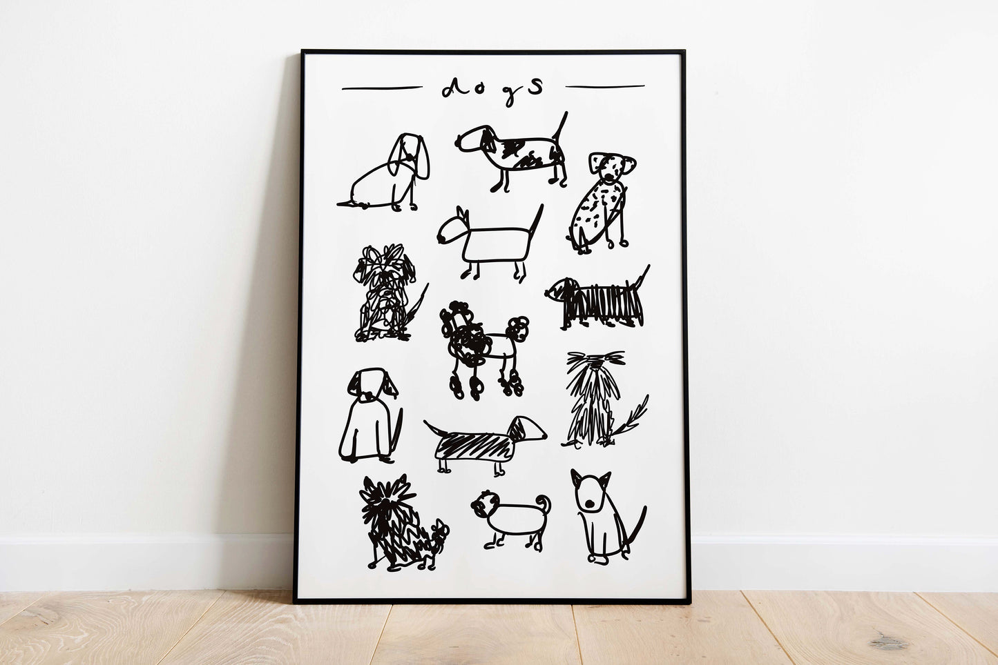 Dog Black and White Art Print